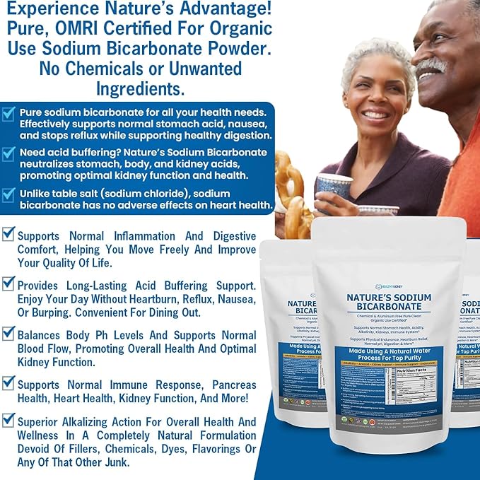 Nature’s Sodium Bicarbonate Organic Use Aluminum Free Baking Soda. No Chemical Pure Baking Soda