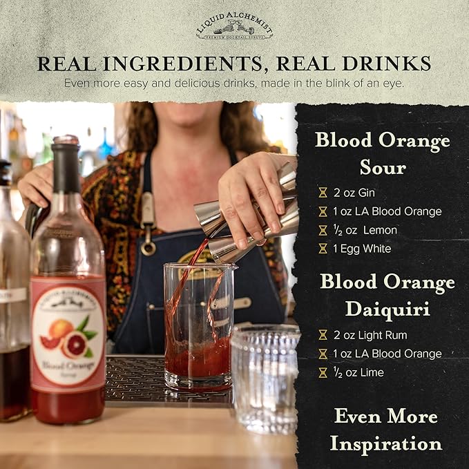 Liquid Alchemist Blood Orange Syrup for Cocktails - Real Ingredients Make our Blood Orange Puree a