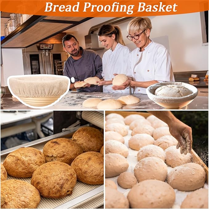 5 inch Round Mini Banneton Bread Proofing Basket Sourdough Bread Baking Supplies Set of 10