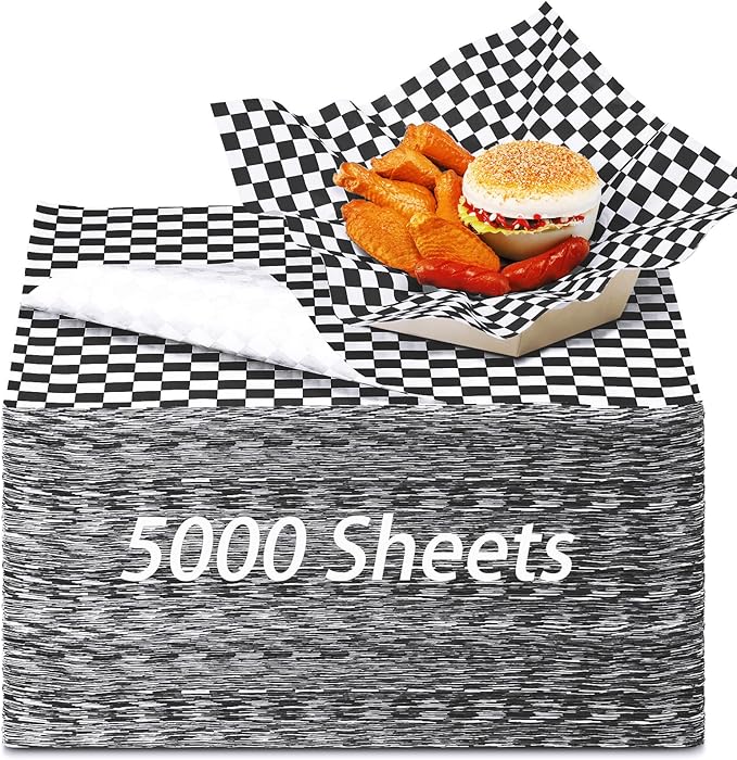 Sieral 5000 Sheets Sandwich Wrap Sheet 12 x 12 Inch Wax Paper Bulk Fast Food Basket Liners