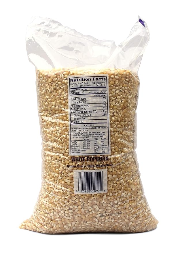 Snappy White Popcorn Kernels for Popping with Popcorn Machine, Air Popper or Stove Top, 12.5 lbs
