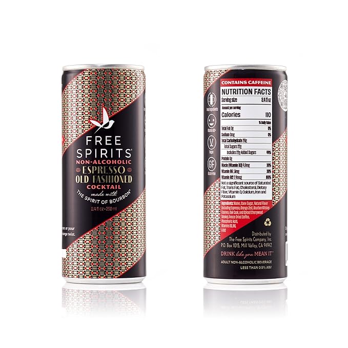 Free Spirits Espresso Old Fashioned - Non-Alcoholic Cocktail - Mixed Ready To Drink Mocktail - Rich