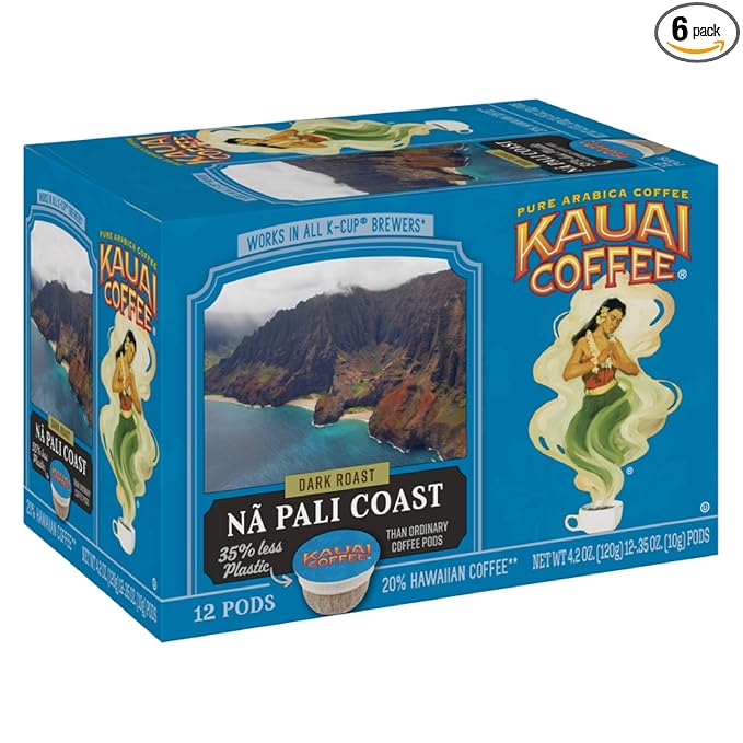 Kauai Coffee Single-Serve Pods, Na Pali Coast Dark Roast - Arabica Coffee from Hawaii’s Largest