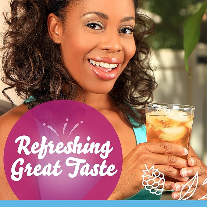 Crystal Light Raspberry Iced Tea Naturally Flavored Powdered Drink Mix, 72 ct Pack, 12 Canisters of