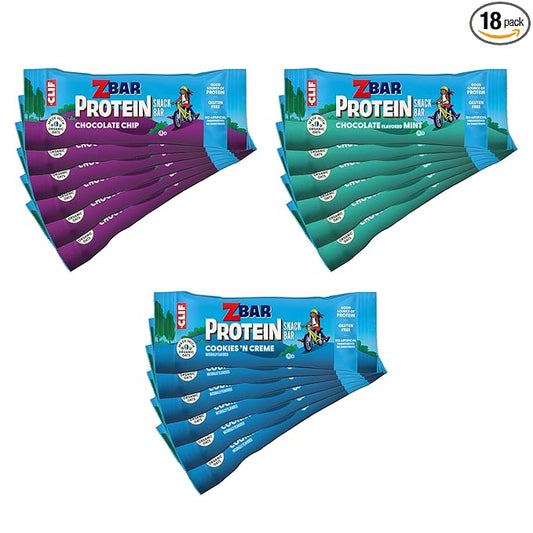 Zbar Protein - Chocolate Chip, Chocolate Mint, Cookies 'n Creme - Variety Pack - Crispy Snack Bars