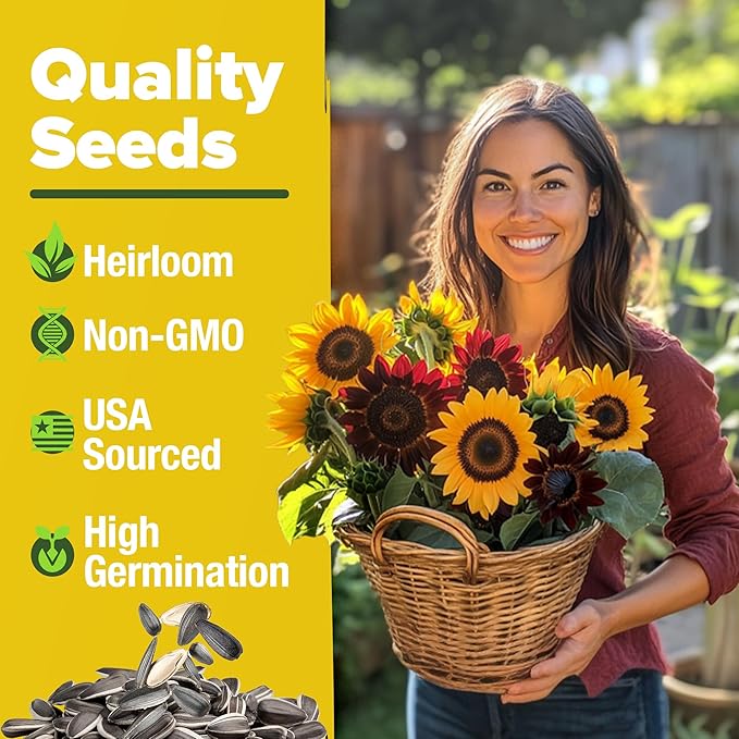 Home Grown Sunflower Seeds for Planting | 8 Varieties |1000+ Non-GMO Sun Flower Seeds Packets to