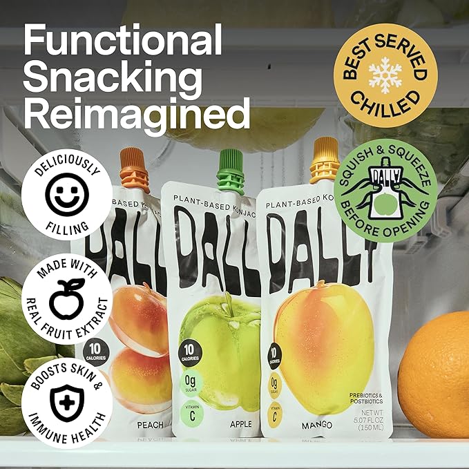 Dally Drinkable Konjac Jelly Variety Pack (10 Pouches) ??10-Calorie, Zero Sugar Korean Fruit Snack