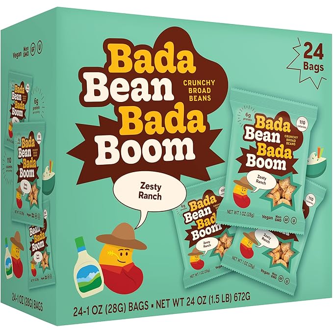 Bada Bean Bada Boom, Crunchy Roasted Broad Bean Snacks (Fava), High Protein, Vegan, Gluten-free