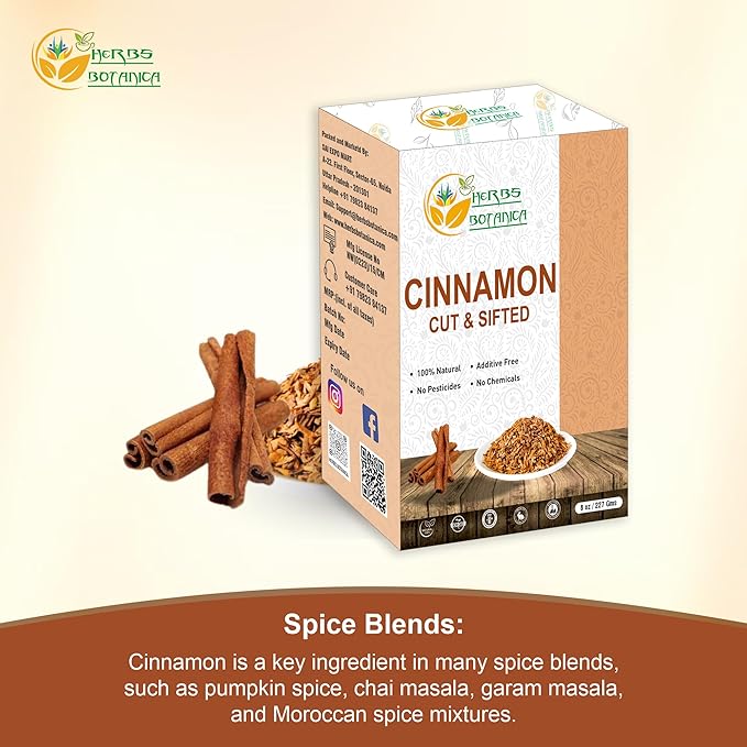 Herbs Botanica Cinnamon Bark Sticks Chips for Baking, Herbal Tea Rich Aroma and Great Flavour