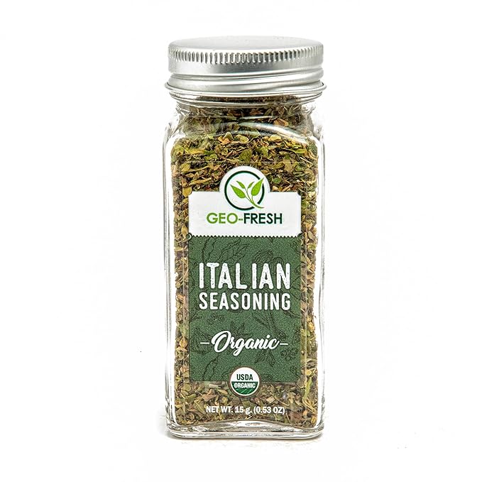 Geo-Fresh Organic Italian Seasoning, 0.53 oz (15g), Non-GMO, Kosher, 100% Organic Herbs, Basil