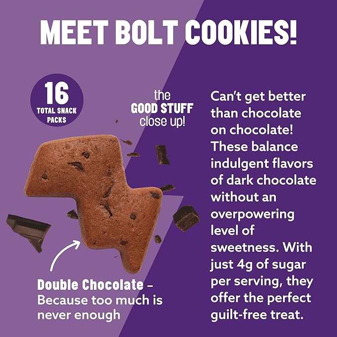 Mavericks Double Chocolate Bolt Cookies - Healthy Chocolate Chip Cookies, Plant-Based Snack for