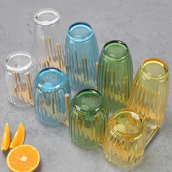 Acrylic Clear Highball Plastic Cups | Plastic Reusable Tumblers 15oz & 20oz (Set of 8) | Stackable