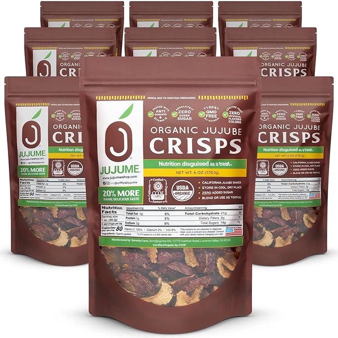 USDA Organic California Grown Pure Jujube Product | JUJUME Crisps | Sweet Jujube Chips | ZERO Added