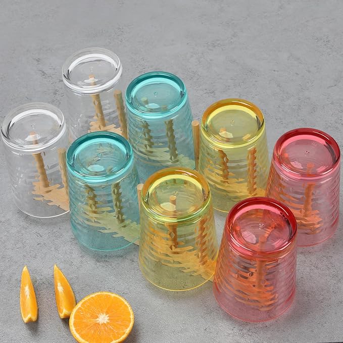 BPA-Free Plastic Tumblers 8 Pack (8x16oz) | Reusable Dishwasher Safe | Stackable Shatterproof Cups