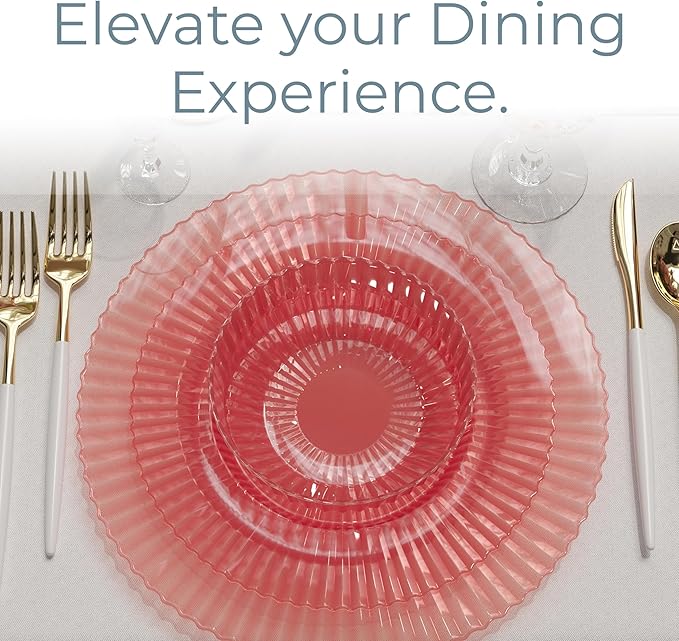 Exquisite 80 Piece Plastic Disposable Plates Set For 40 Guests I 20 X 9 Inch & 40 X 11 Inch
