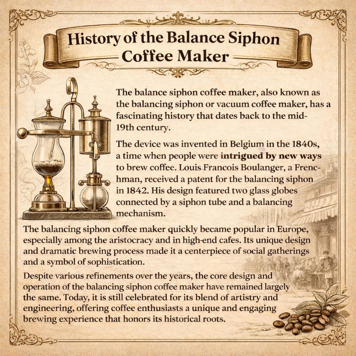 Nispira Belgian Balance Syphon Vacuum Coffee Maker, 500ml Vintage Gravity Brewing System, Gold &
