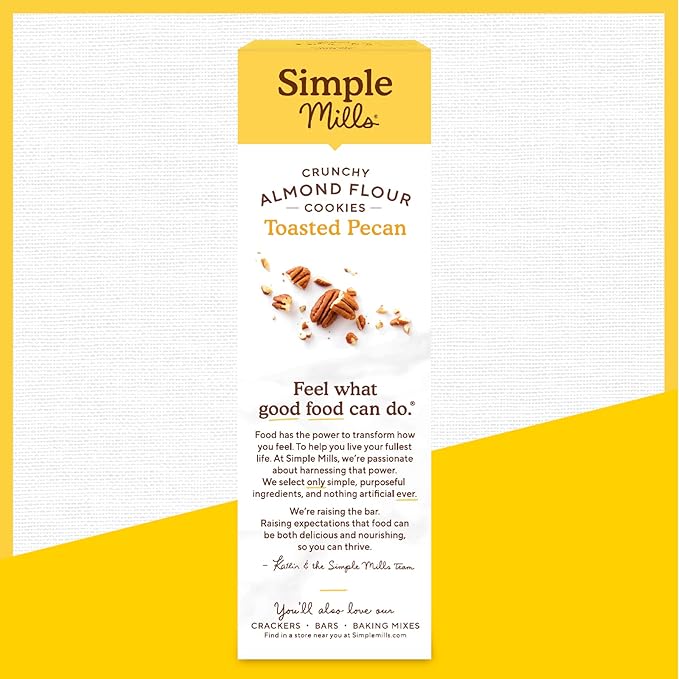 Simple Mills Almond Flour Crunchy Cookies, Toasted Pecan - Gluten Free, Vegan, Healthy Snacks, Made