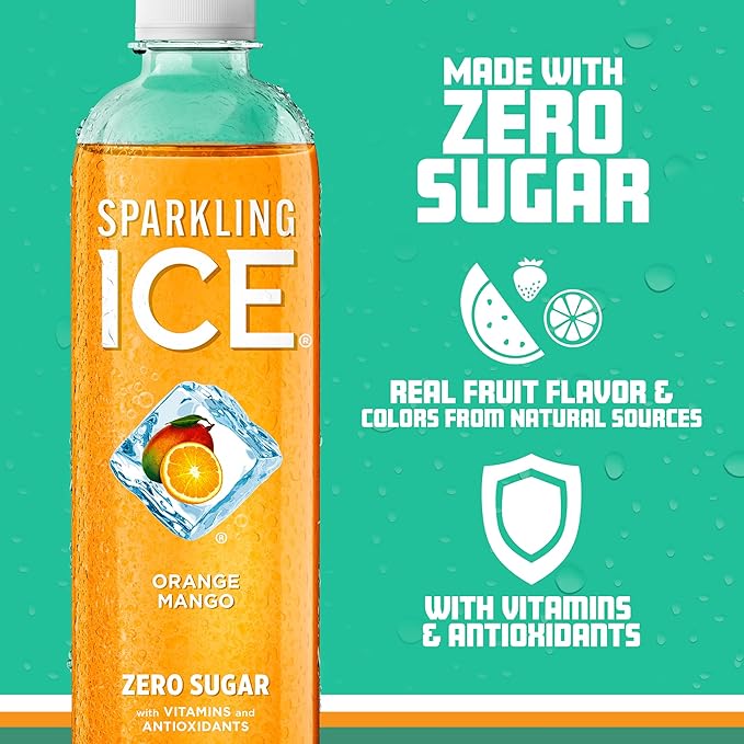 Sparkling Ice, Orange Mango Sparkling Water, Zero Sugar Flavored Water, with Vitamins and