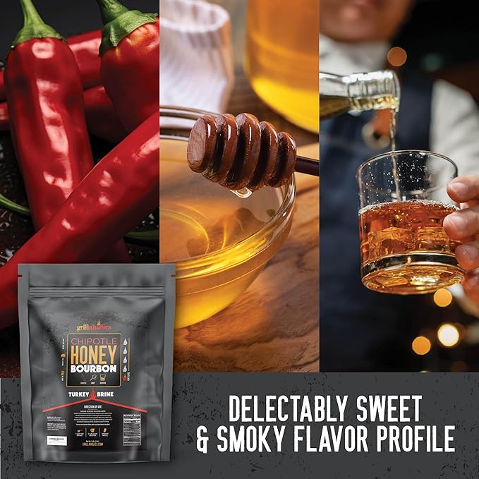 Grillaholics Chipotle Honey Bourbon Turkey Brine Kit – 16 oz Bag for Smoking, Roasting, Grilling &