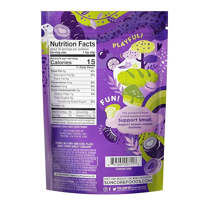Suncore Foods Purple Sweet Potato Powder, Purple Food Coloring Powder, Gluten-Free, Non-GMO, 5oz (1