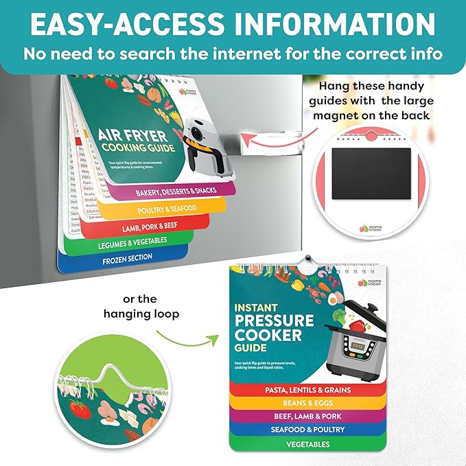 Air Fryer & Instant Pot Magnetic Cooking Guides - 7" x 6" Each - Set of 2 Instant Pot Air Fryer