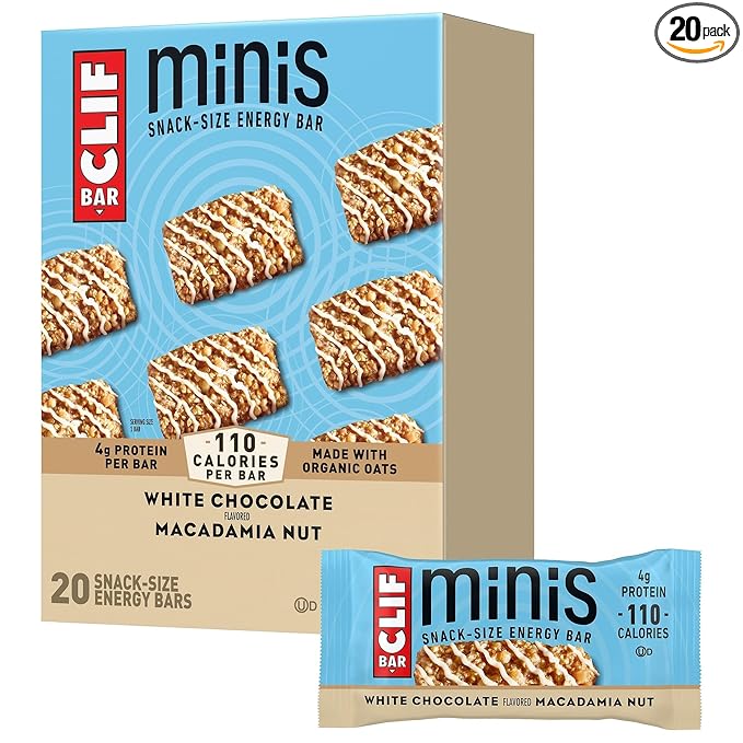 CLIF BAR Minis - White Chocolate Macadamia Nut Flavor - Made with Organic Oats - 4g Protein