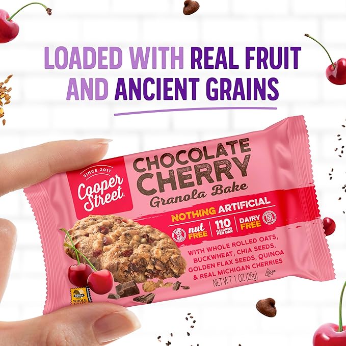 Cooper Street Granola Cookie Bake - Chocolate Cherry Chewy Granola Bars | Individually Wrapped