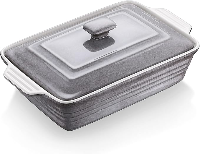 LOVECASA 4.5 Quart Ceramic Casserole Dish with Lid, 9x13 Baking Dish for Oven, Lasagna Pan Deep