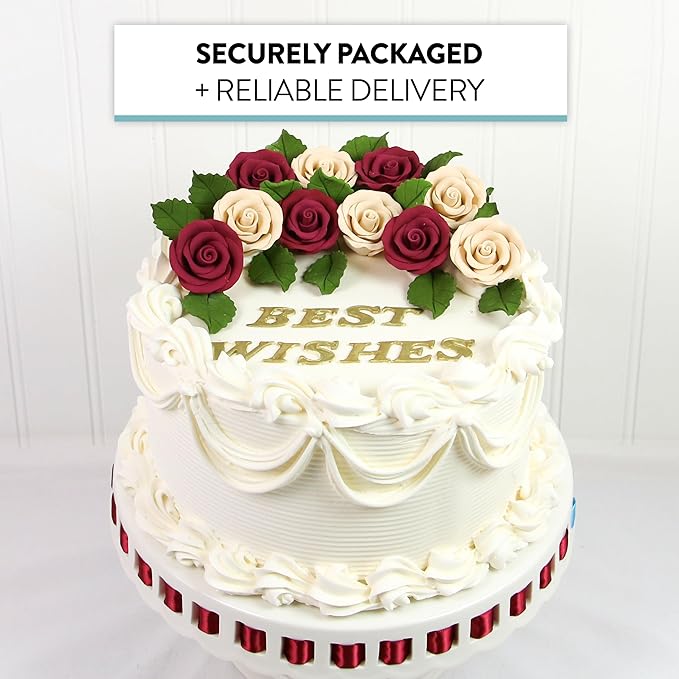 Global Sugar Art Premium Edible Roses, Ivory, Unwired, Medium 1.5 inches, 12 Count by Chef Alan