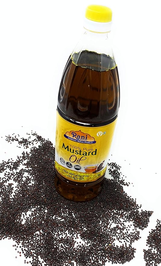 Rani Mustard Oil (Kachi Ghani) 33.8 Ounce (1 Liter) Pack of 12, NON-GMO | Gluten Free | Vegan |