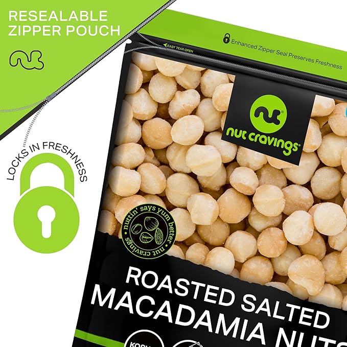 NUT CRAVINGS - Roasted & Salted Macadamia Nuts - No Shell, (48oz - 3 LB) Bulk Nuts Packed Fresh in