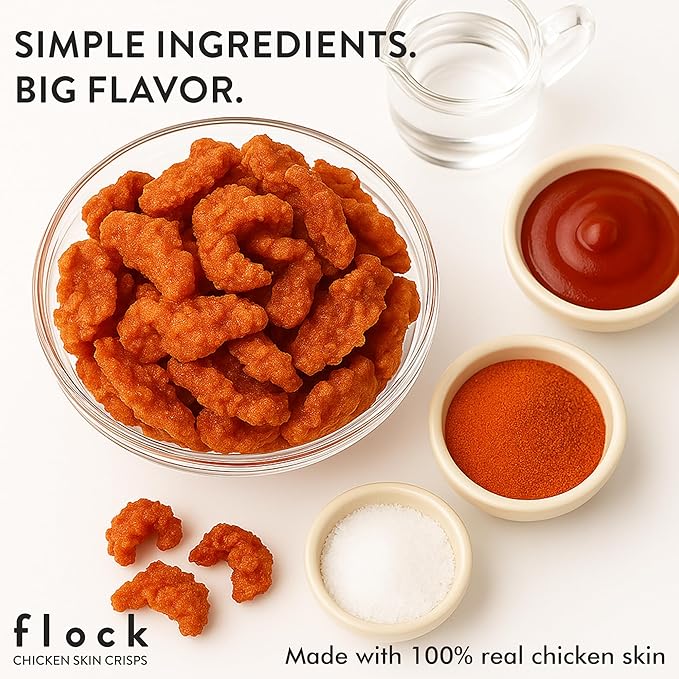Flock Keto Chicken Skin Chips | 4 Flavors Variety Pack | Low Carb, High Protein, Sugar Free, Gluten