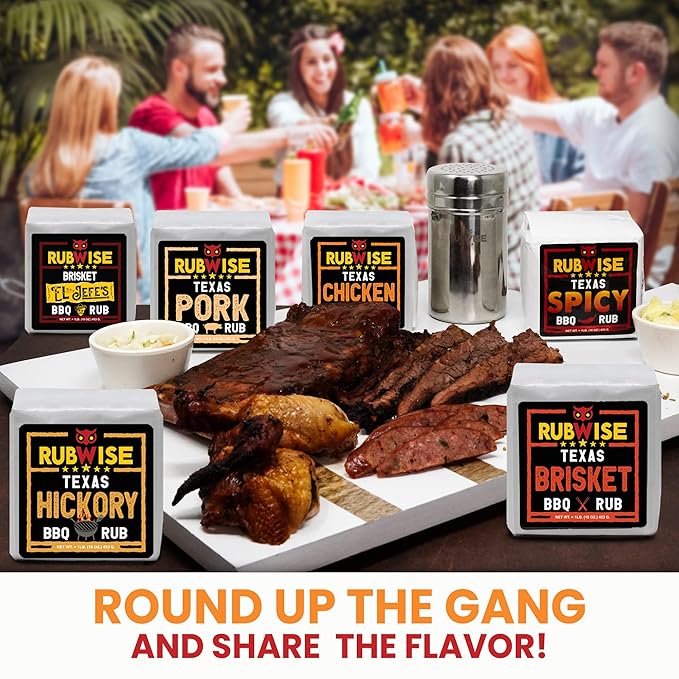 RubWise Texas Style BBQ Rub Gift Set (6 x 1 lb bags) | Meat Spice and Seasoning Variety Pack |