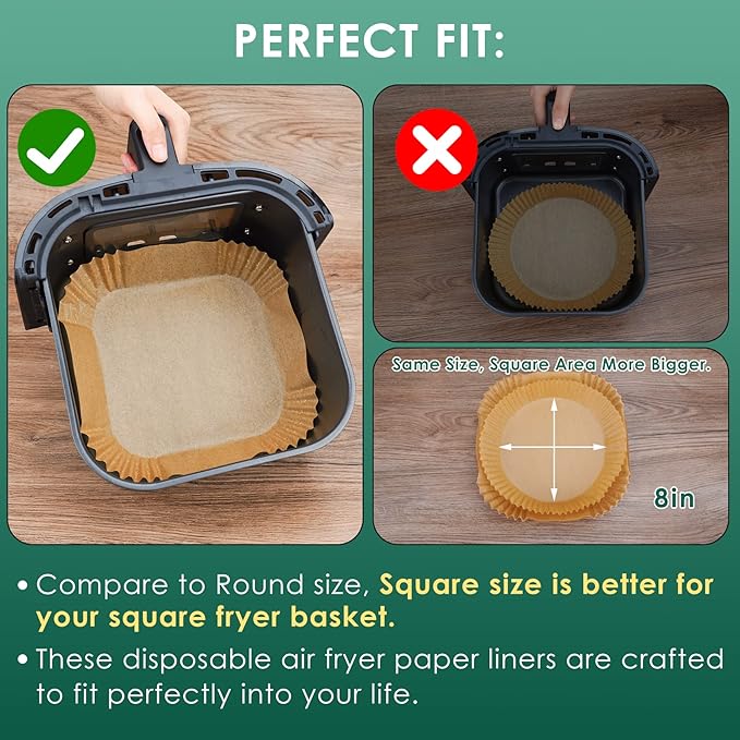 Air Fryer Paper Liners, 125Pcs Parchment Paper, Air Fryer Liners Disposable for Microwave