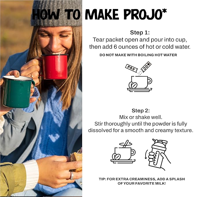 Projo* Power Coffee – Instant Coffee with 11g Protein – Grass-Fed Hydrolyzed Bovine Collagen &