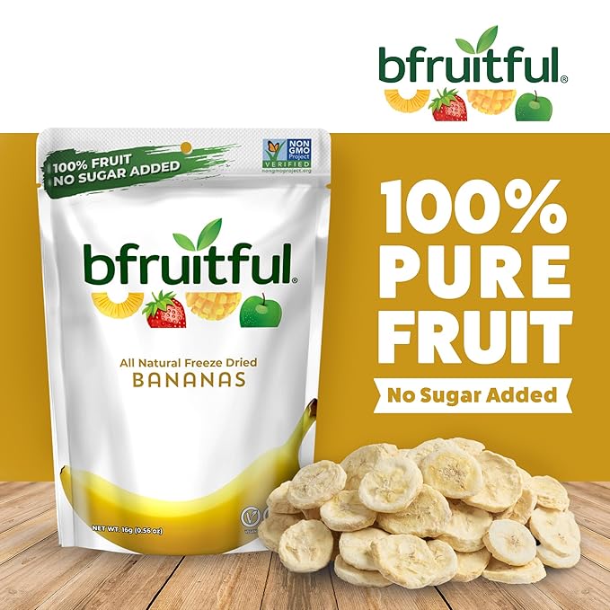 bfruitful Freeze-Dried Banana, Freeze Dried Fresh Fruit Bites, Gluten Free, Vegan, Dairy Free