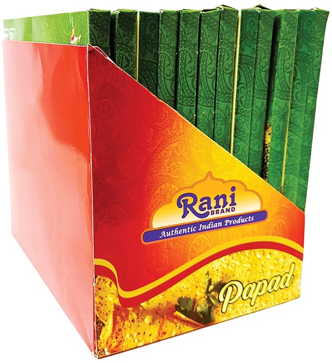 Rani Pappadums (Indian Lentil Wafer Snack) Green Chilli Papad 7oz (200g) Approximately 15pc, 7