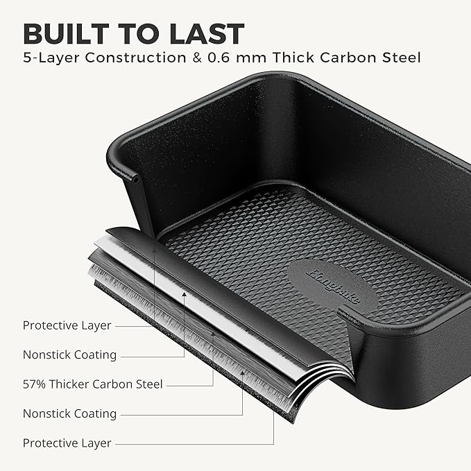 HONGBAKE 9-Piece Baking Pans Set Nonstick, Stackable Non Toxic Bakeware Sets with Diamond Texture