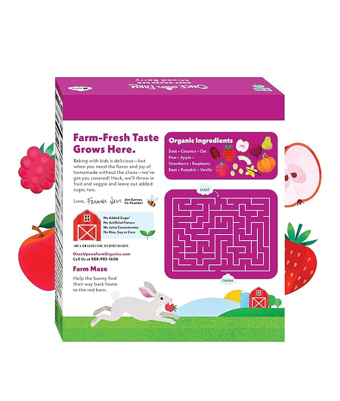 Once Upon a Farm | Organic Mixed Berry Soft Baked Bar | Strawberry, Raspberry, Beet & Oats | Made