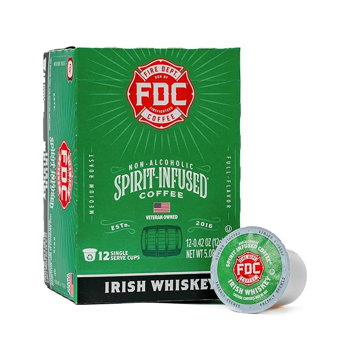 Fire Department Coffee - Gives Back to Firefighters - Irish Whiskey Infused K Cups - Non-Alcoholic