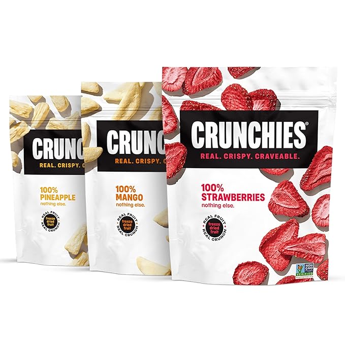 Crunchies Freeze-Dried Fruits, 100% All Natural Crispy Fruit, Non GMO and Kosher, Resealable Freeze