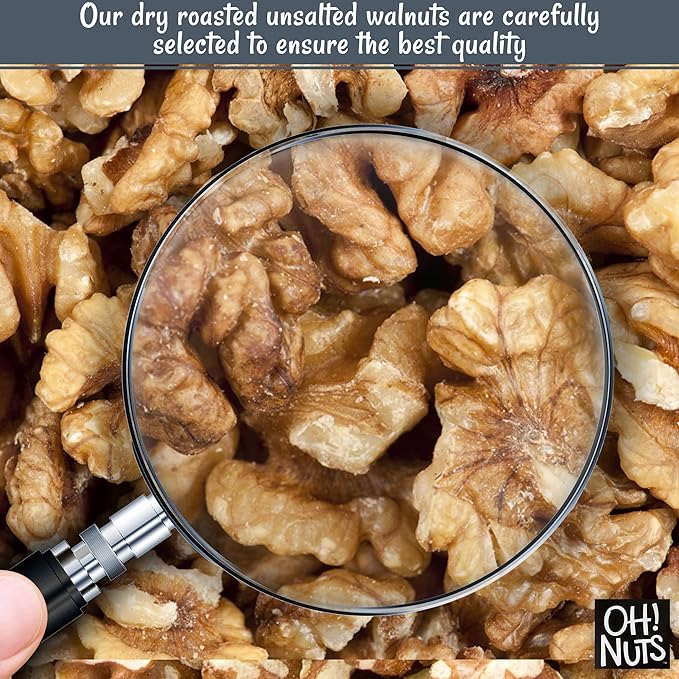 Oh! Nuts Walnuts - Dry Roasted Unsalted - 2 lb - Packed in New York Zip-Seal Bag for Exceptional