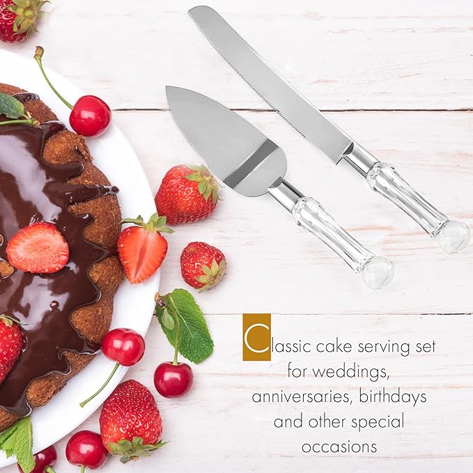 Wedding Cake Knife and Server Set, Cake Cutter and Pie Spatula, Cake Server and Knife Set of 2 with