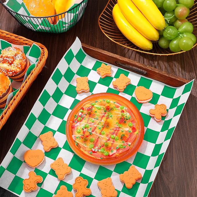Honeydak 600 Pcs Sandwich Wrapping Paper Sheet 15x15 Checkered Food Wax Sheets Parchment Burgers