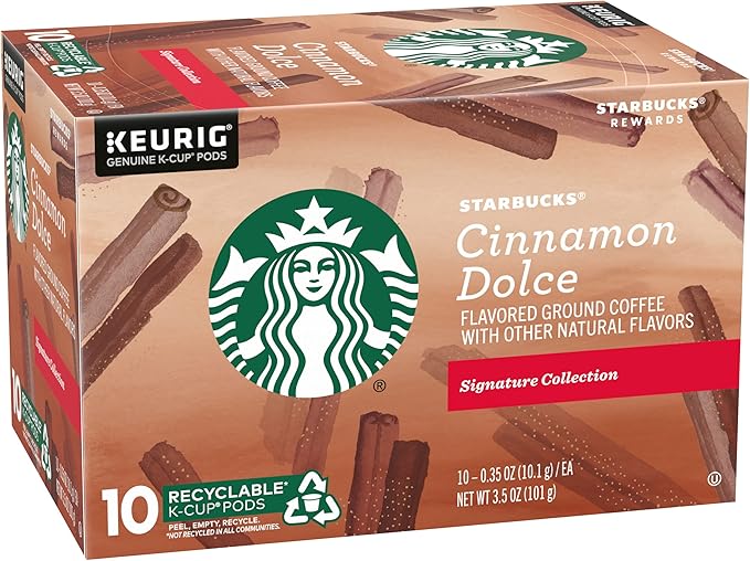 Starbucks Flavored Ground Coffee K-Cup Pods,Cinnamon Dolce,Flavored Ground Coffee Signature