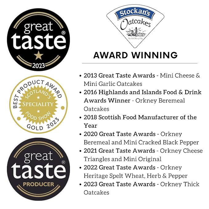 Stockan's Orkney Wholegrain Thick Oatcakes - Traditional Scottish Savoury Biscuits Imported from