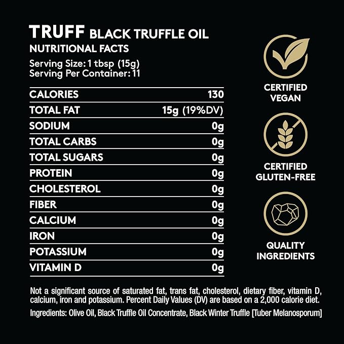 TRUFF Black Truffle Oil - Black Truffle Infused Olive Oil - Gourmet Dressing, Seasoning, Marinade