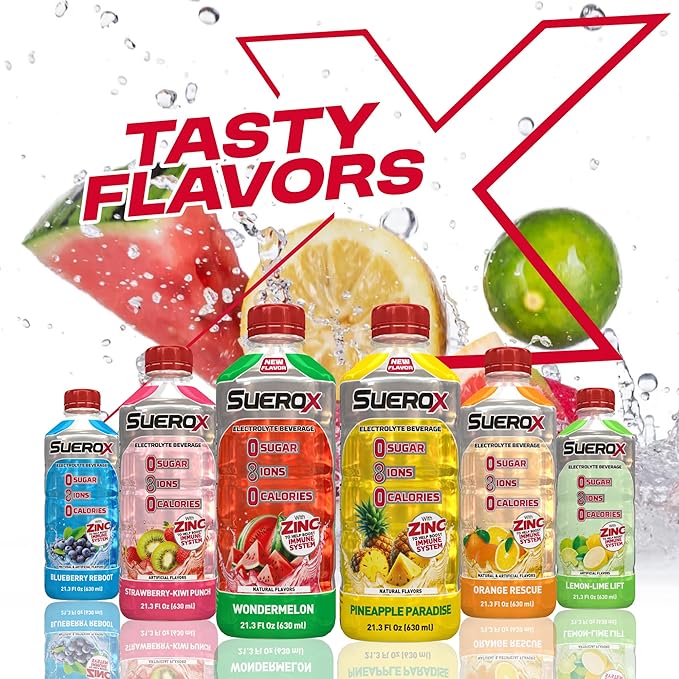 SueroX Sugar Free Sports Drink for Hydration and Recovery, Electrolyte Hydration Drink with 8 Ions