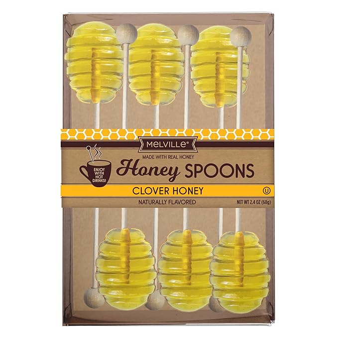 Melville Candy All Natural Honey Spoon Gift Set ??Spoons & Lollipops on Wooden Ball Sticks