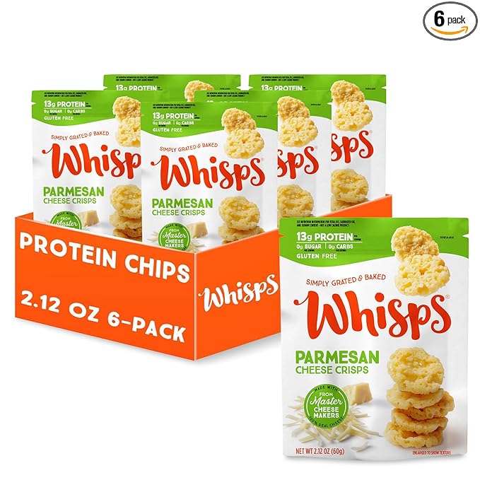 Whisps Cheese Crisps Parmesan Cheese | Protein Chips | Healthy Snacks | Protein Snacks, Gluten